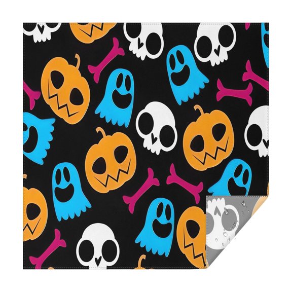 Colorful Halloween Elements Pattern Square Tablecloth,Waterproof Square Table Cover,Wipeable Spillproof Washable Table Cover for Home Kitchen Party Decor 42"X42"(107x107cm)
