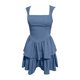 thumbnail image 3 of WILLBEST Vestidos Largos Vestido Mini Belleza Ajustado Con Escote Cuadrado, Doble Capa, Dobladillo Con Volantes, Sin Mangas, Apto Para Fiestas, 3 of 3