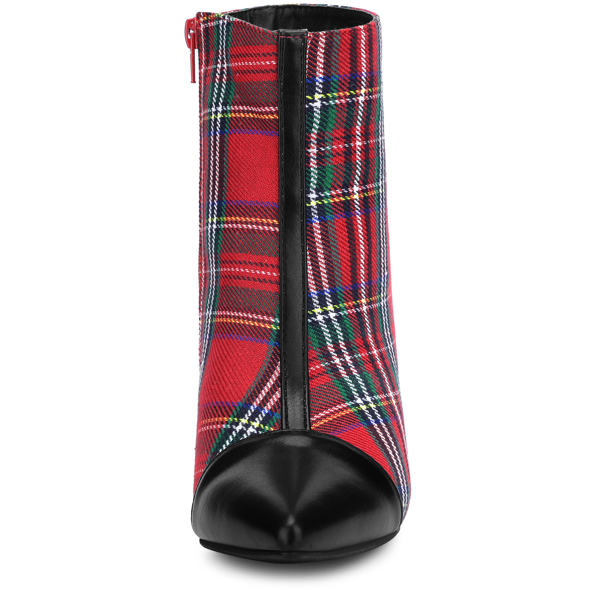 DARING DIVA Women's Cap Toe Houndstooth Stiletto Heel Ankle Boots Red Green US 8.5