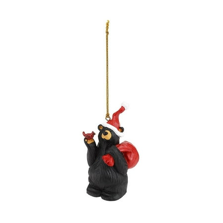 Santa Bear Ornament - Jeff Fleming Bearfoots Nick the Elf Bear Santa Hat Christmas Ornament 3005070216, 2.25