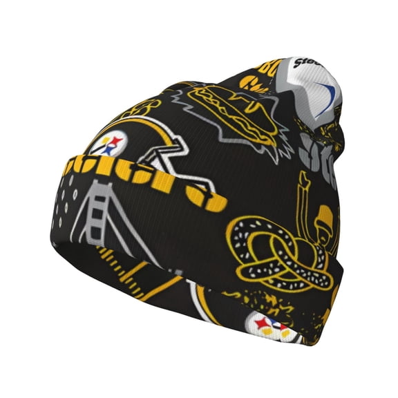 Pittsburgh S Football Team Print Cuff Beanie Knitted Hat Soft Stretch Winter City Classic Hat for Men Women Game Fans Gifts