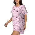 thumbnail image 2 of Bixox Women's Rabbit Face Printed Pajama Set 2 Piece Lounge Set Top and Shorts Soft Pajamas, Shorts with Pockets, 2 of 7