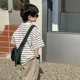 thumbnail image 3 of Camiseta de manga corta de algodón puro a rayas para niños, camiseta versátil de estilo coreano para verano 2023, 3 of 4