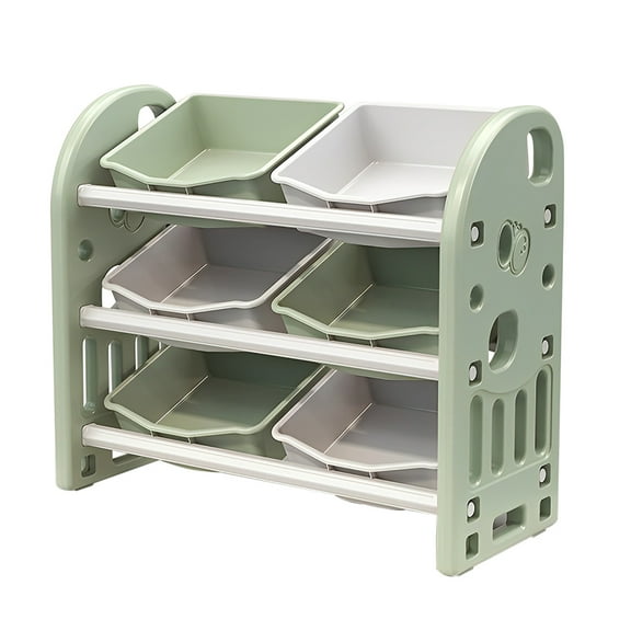 Kids Toy Storage Organizer With 6 Bins Multi-Functional 3-Tier Shelf Organizer Storage Cabinet Unit For Playroom Bedroom Living Room