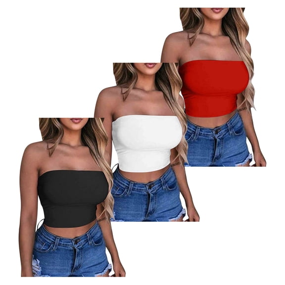 Bnwani Women Strapless Bras Elastic Strap Wrapped Bra Red Size S(Us:4)