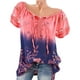 thumbnail image 4 of Blusa Camisa estampada de manga corta con cuello en V Blusa suelta Mujer Top de verano, Rojo claro, XXL Methold AP001925-45, 4 of 7