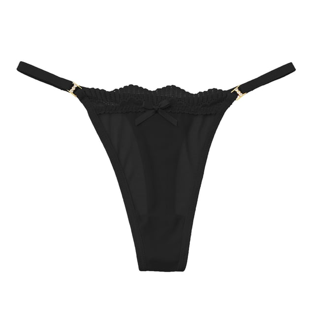 Aayomet Strings pour Femmes en Dentelle Transparente Sans Couture (Noir, G)