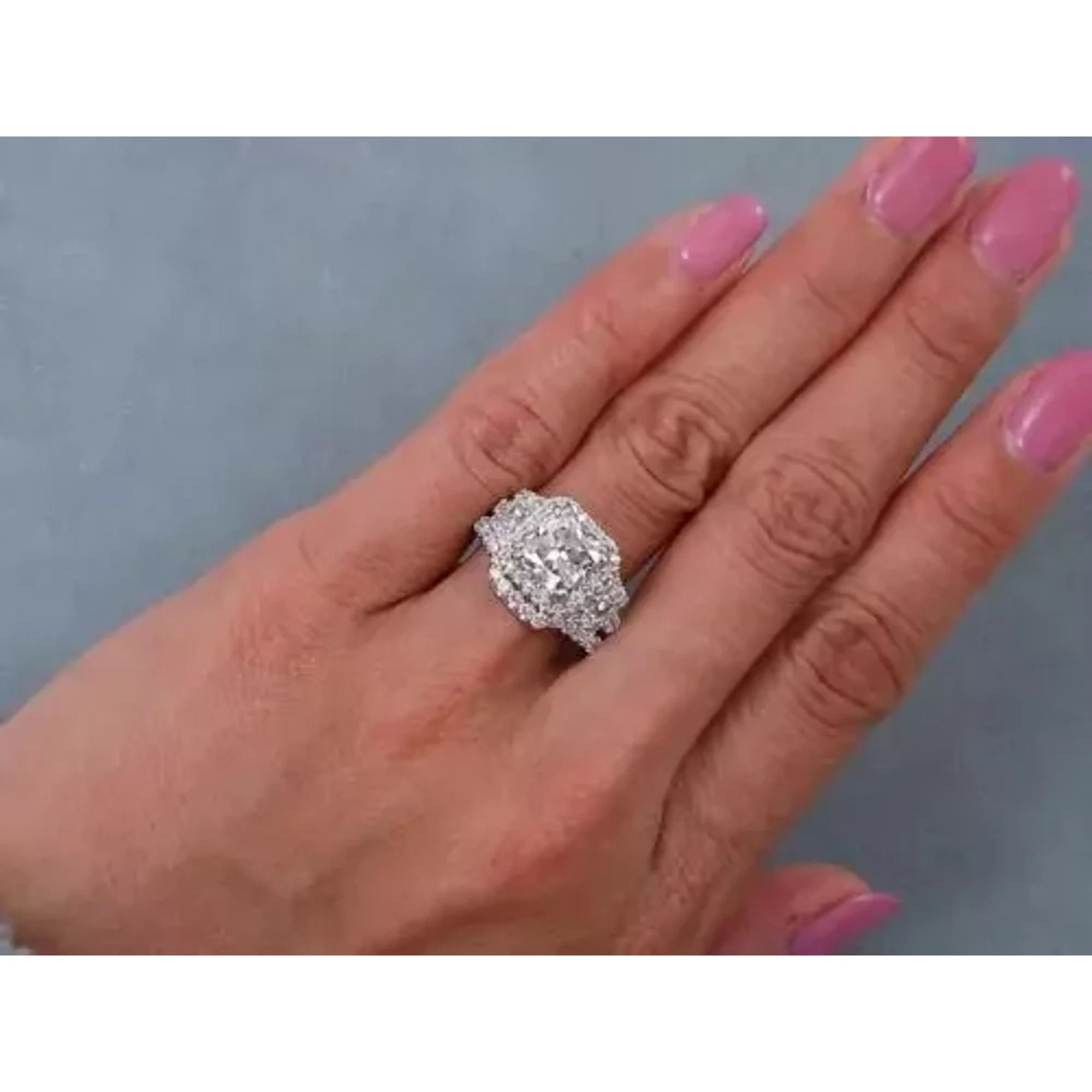 2Ct Cushion Cut 14K White Gold Plated Lab-Created Diamond Women Engagement Ring