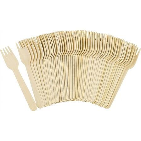 NAMZI 300-Piece 6" Disposable Wooden Forks, Eco-Friendly Biodegradable Compostable Utensils, Ideal for Parties, Picnics & Catered Events