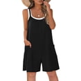 thumbnail image 2 of ShomPort Womens Overall Shorts with Pockets Summer Casual Sleeveless Loose Spaghetti Strap Jumpsuit Shorts Beach, 2 of 6