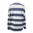 thumbnail image 6 of Striped Polo Shirt for Women Long Sleeve Lapel Collar T Shirt Loose Pullover Tops Blue XL, 6 of 6