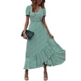 thumbnail image 1 of Vestido PRETTYGARDEN Maxi Cruzado Floral Cuello en V Manga Corta S, 1 of 8