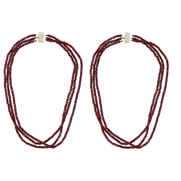Gargantilla Con Collar De Suéter De Múltiples Filas De 2 Piezas - Collar De De Piedras Rondelle Con Rubíes Rojos Facetados