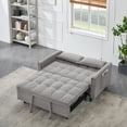 thumbnail image 3 of Convertible Chair Bed, 3 in 1 Convertible Sofa Bed Sleeper Chair with Adjustable Backrest & 2 Pillows, Built-in Side Pokcet and Handle, Pull Out Sofa Bed Couch Loveseat Sleeper for Small Spaces, Grey, 3 of 5