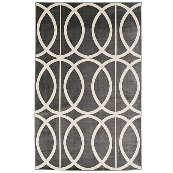 Linon Vintage Arabesque Polyester 8'x10' Rug in Gray and Ivory