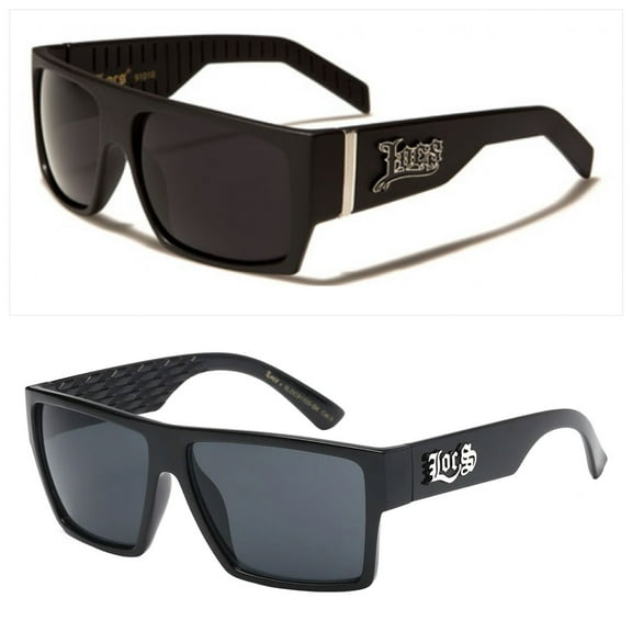 Locs 2 Pack Deal Hardcore Fashion HipHop Black Lowrider Designer Shades Sunglasses 1Pr 91010 & 1Pr 91105