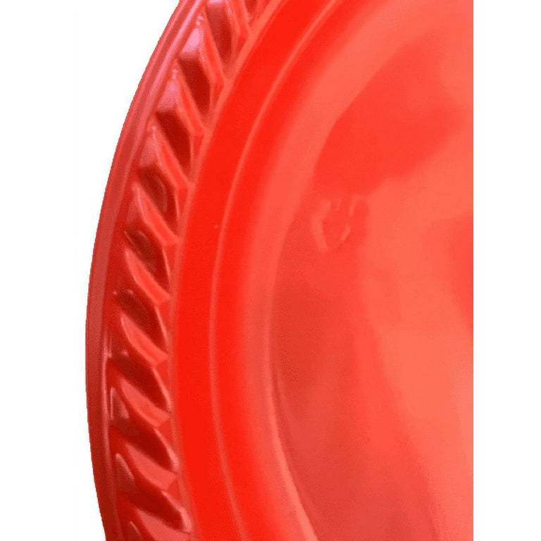 Nicole Fantani's Ideal Dining 10 Disposable Red Plastic plates Good to use  in Microwave, Bulk Stock for Restaurant, Hotel, Deli & Elegant Parties 