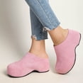 thumbnail image 5 of Women's Slip-On Platform Mule Clogs, Faux Suede Wedge Comfort Shoes, Casual Backless Loafers, 5 of 6