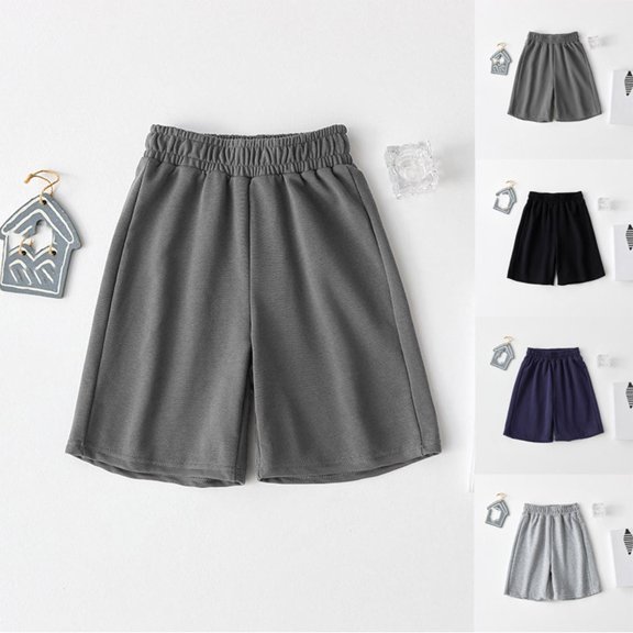 Tranfacy Kids 3-14 Years Summer Half Pants Solid Elastic Waist Casual Loose style Knee Length Half Pants