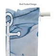 thumbnail image 5 of Marble Nautical Anchor Linen Curtain Valance for Bedroom/Bathroom/Kitchen/Office/Living/Dining Room Window,Contemporary Abstract Blue White Pocket Topper Drapes Decorative Cafe Drapery Panel 42"x18", 5 of 6
