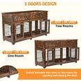 thumbnail image 6 of 58" Dual-Room Dog Crate Furniture w/2 Drawers, Chew-Proof MDF Kennel Cabinet, Rustic, 6 of 6