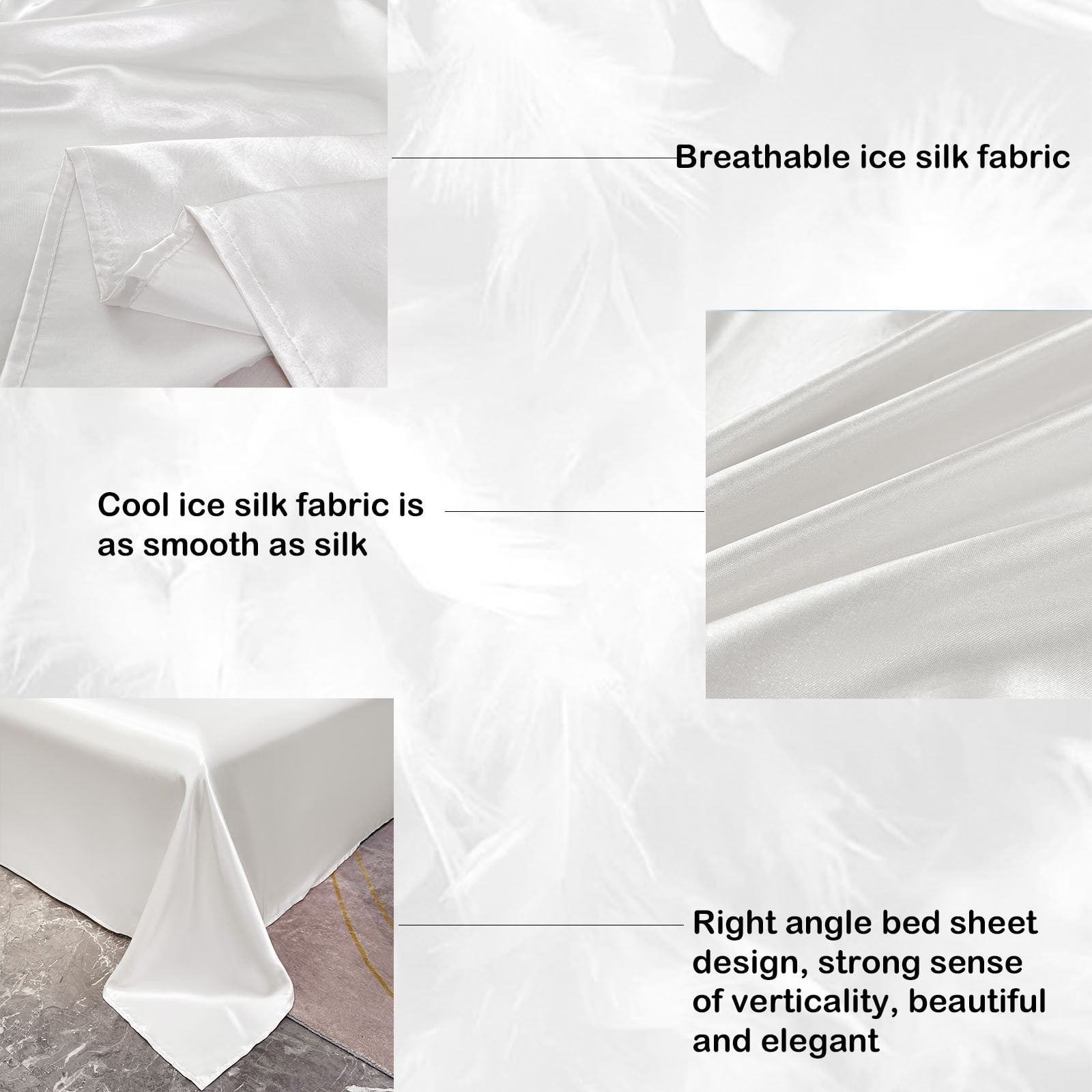 Muecwrye 1Pc Summer Quilt Sheets Set, Softest & Cooling,Bamboo Fibre Sheets and Pillow Cases , Large Top Sheet & Pillowcases, Silky and Luxurious Soft Ice Silk Bed Sheet Suitable for All Seasons