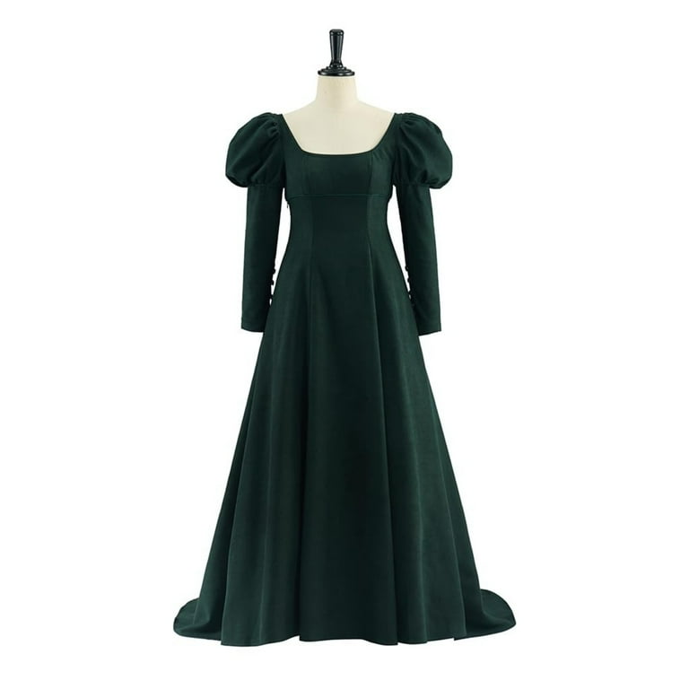 Women's Elegant Dark Green Prom Dress Princess Costume Regency Velvet Dress  - Walmart.com