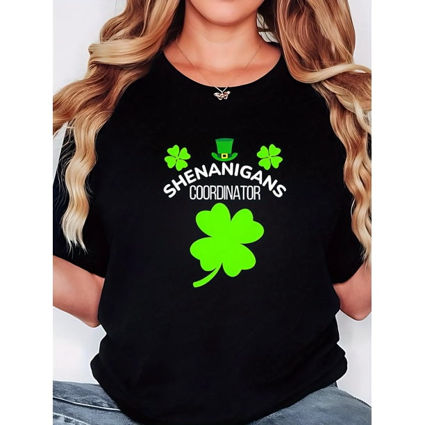 St. Patrick'S Day Themed Plus-Size Casual Women'S T-Shirt with Printed Short Sleeves And a Slightly Stretchy Round Neck. Tee For Adult, Men, Women, Teen, Teenager, Adolescent, Youth.