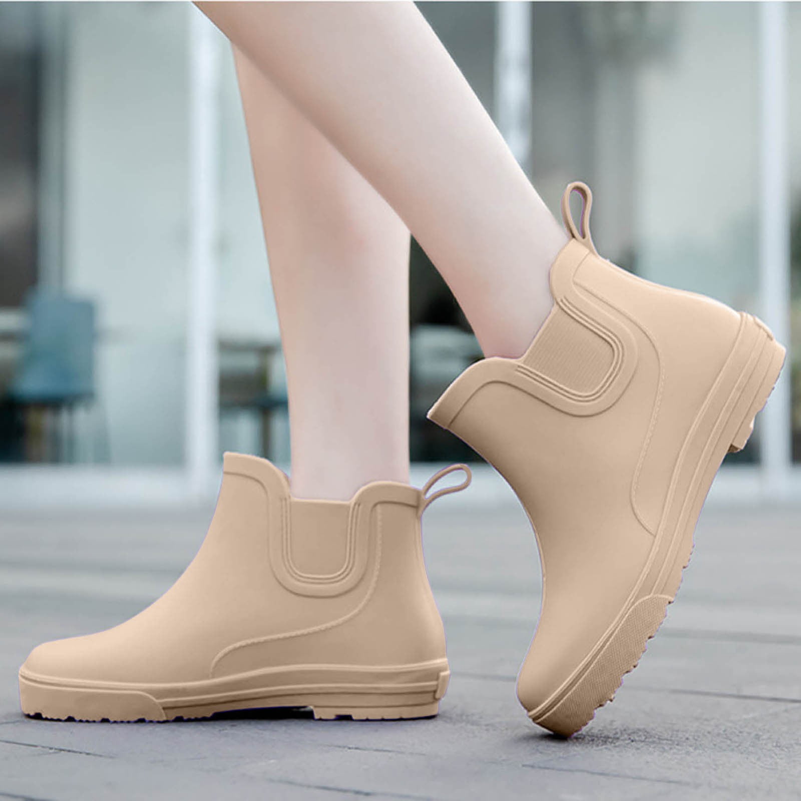 IUJSOY Rain Boots Women Ankle Booties Ladies Waterproof Spring Wide Calf Non-Slip Garden Boot