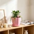 thumbnail image 4 of romoty Flower Petal Shaped Plastic Plant Pot with Saucer Pink, 6.3 in Lightweight Decorative Succulent Planter with Drainage Hole for Indoor Outdoor Desk Garden Decor, 4 of 6