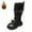 C-Black403, variant on DHFJKG Girls Knee High Boots Fuzzy Lining Insulated Lace Up Side Zipper Boots Little Big Kids Trendy Shoes
