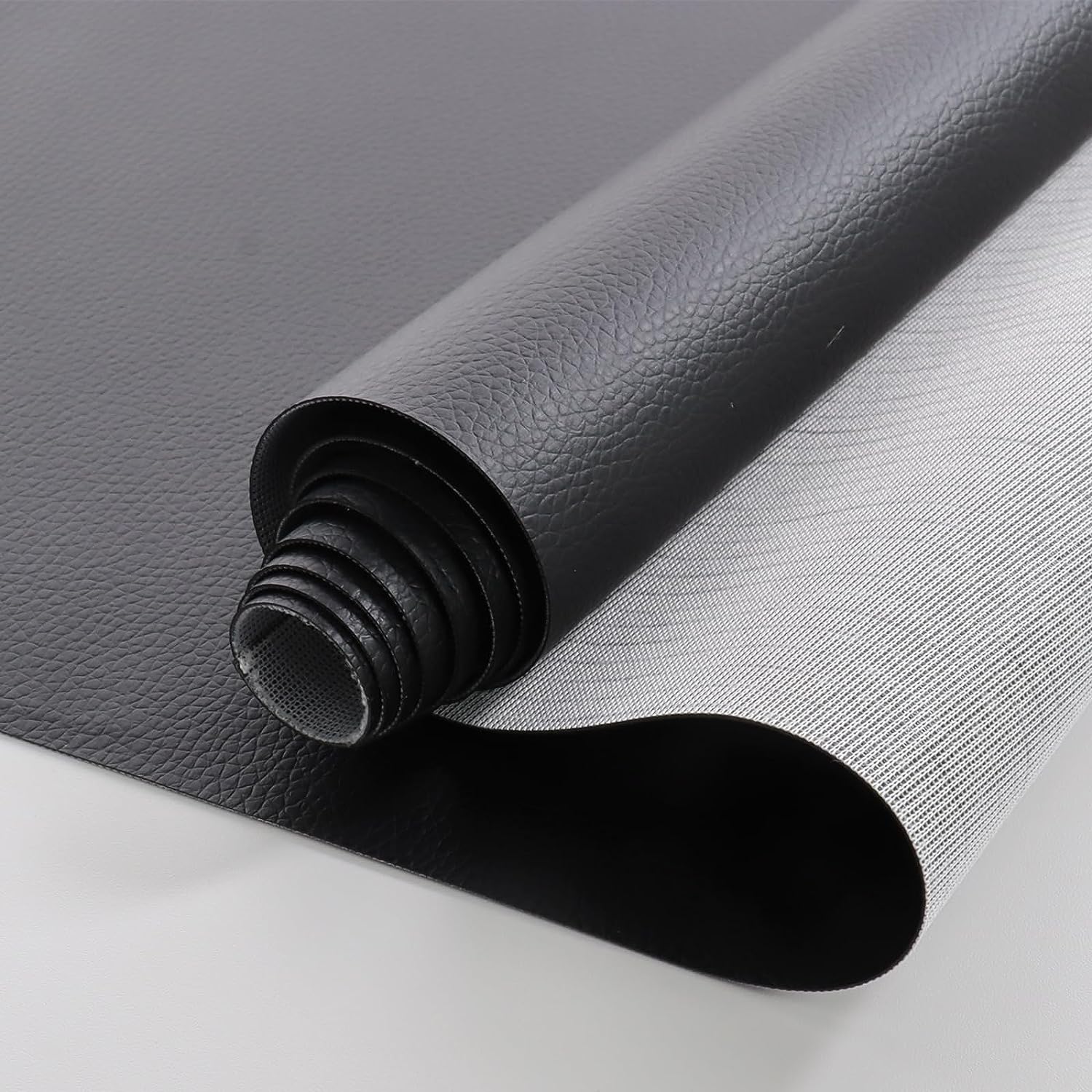 Vinyl Marine Synthetic Leather Fabric - 55"W Waterproof Vinyl Material 0.6mm Thick Soft Upholstery Leather Sheets for Car Headliner Furniture Sofa Boat Replacement Renovate - Black
