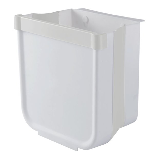 Kearding Cubo de basura plegable Cubo de basura colgante Cubo de basura perforado gratis para puerta de armario de cocina Cajón Dormitorio blanco L