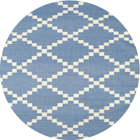 Ahgly Company Indoor Round Contemporary Light Steel Blue Abstract Area Rugs, 7' Round