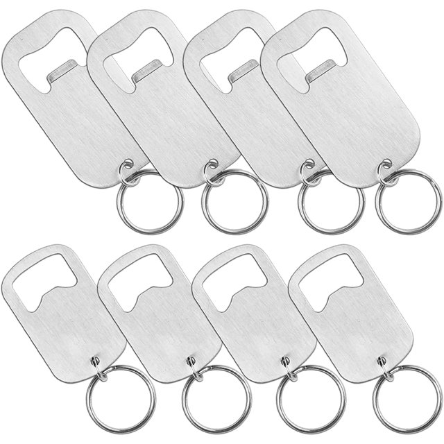 Stainless Steel Flat Beer Bottle Opener Keychain, Sturdy and Durable 2 Pcs to Send to Friends, Light and Easy to Carry, Suitable for All Beer Bottle Caps (Small) Silvery White