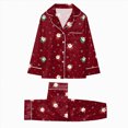 thumbnail image 5 of NOLDARES Matching Family Plaid Pajamas Set for Christmas, Long Sleeve with Pants Plaid Sleepwear Loungewear for Holiday Wear(Wine,C:3-4 Years), 5 of 6