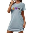 thumbnail image 3 of Kilaqueen Trendy Nightgowns for Women Spooky Ghost Pumpkin Pattern Nightshirts Short Sleeve Nightgown Dress Casual Fall Pajamas Soft Sleepwear, 3 of 6