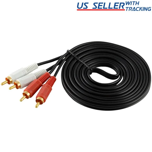 2 Rca To 2 Rca Male Stereo Audio Patch Coaxial Cable Cord L/R Gold Plated Plug