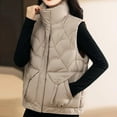 thumbnail image 6 of CYRBOKO Women's Quilted Puffer Vests, Lightweight Sleeveless Thermal Full Zip Winter Clothing Khaki Size XL, 6 of 9