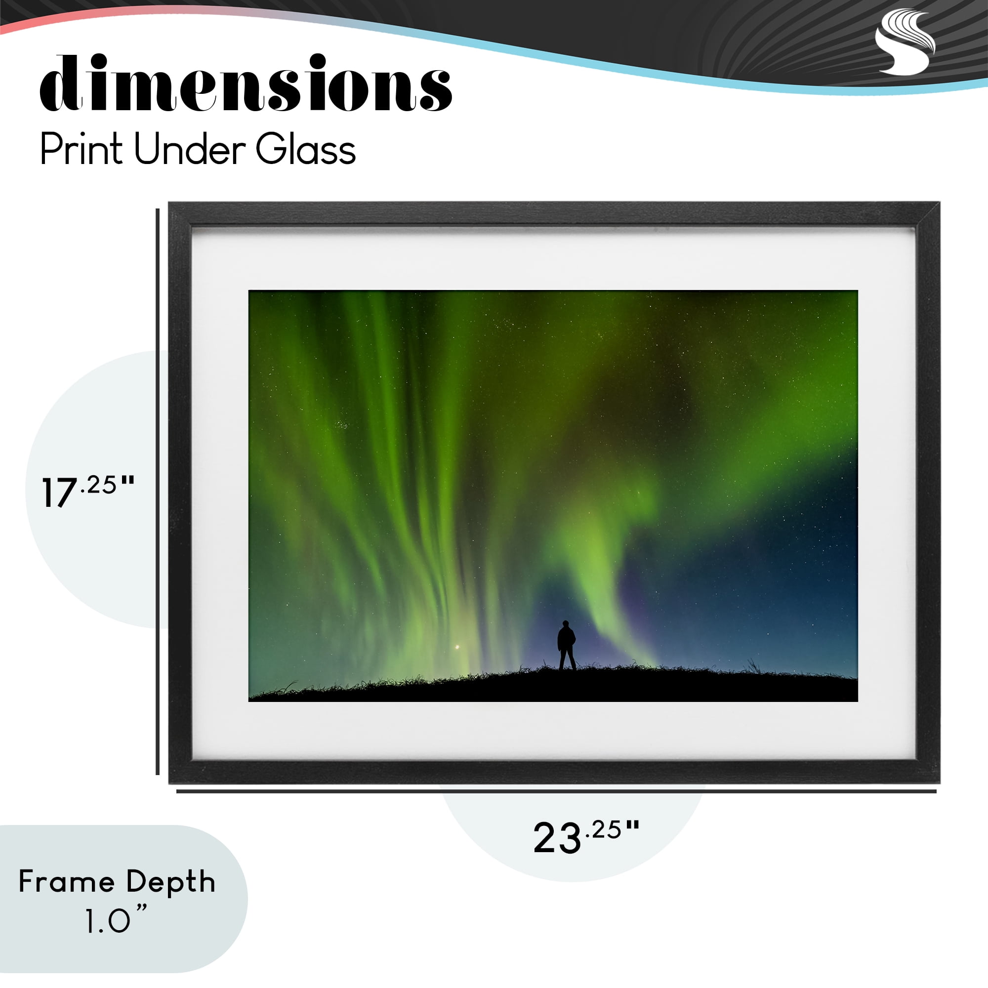 Stupell Industries Envelop Northern Lights Silhouette Black Framed Print Under Glass, design by Shelley Carlisle