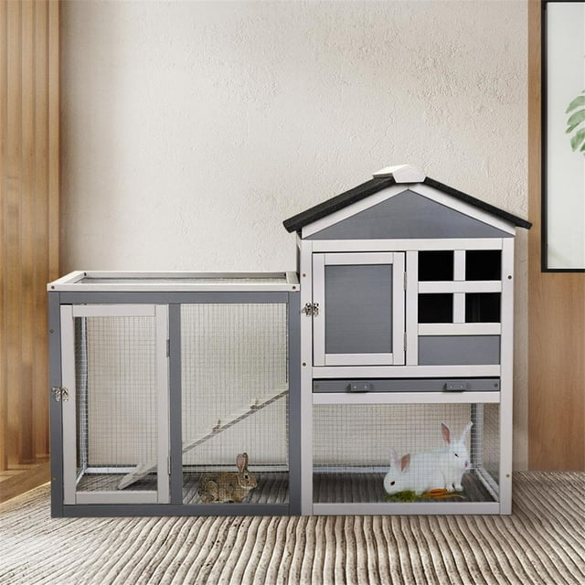 Pefilos 47 Inch Rabbit Houses for Indoor Bunnies, Outdoor Bunny Hutch
