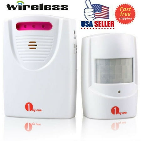 Driveway Motion Alarm - 1byone Wireless Home Security Driveway Alarm, 1 Battery-operated Receiver and 1 PIR Motion Sensor Detector Weatherproof Patrol Infrared Alert System Kit