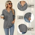 thumbnail image 4 of Women Fall Tops Long Sleeve Button Hooded Loose Casual Stripe Color Lightweight Soft Cozy Tops Autumn Winter Pullover Size M, 4 of 8