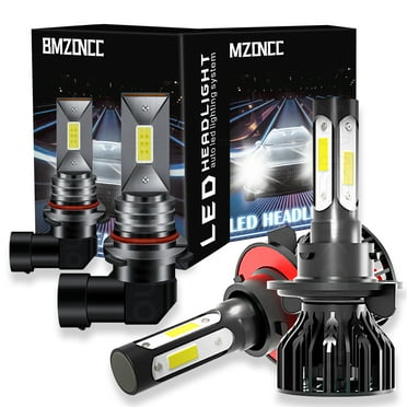 BMZONCC for DODGE RAM 1500 2500 3500 2-Headlamps 2009-2012 Headlights,9008 LED High/Low Beam 9145 LED Fog light Bulbs,4pcs