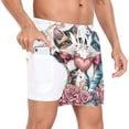 thumbnail image 2 of joogoo Men's Cute Cats Swim Trunks with Liner Pocket Beach Shorts Large, 2 of 9