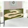 thumbnail image 2 of Dragon Headboard, Chinese Reptile Dragon Eastern Culture Medieval Themed Grunge Style Pattern, Upholstered Decorative Metal Bed Headboard with Memory Foam, Twin Size, Yellow and Green, by Ambesonne, 2 of 4