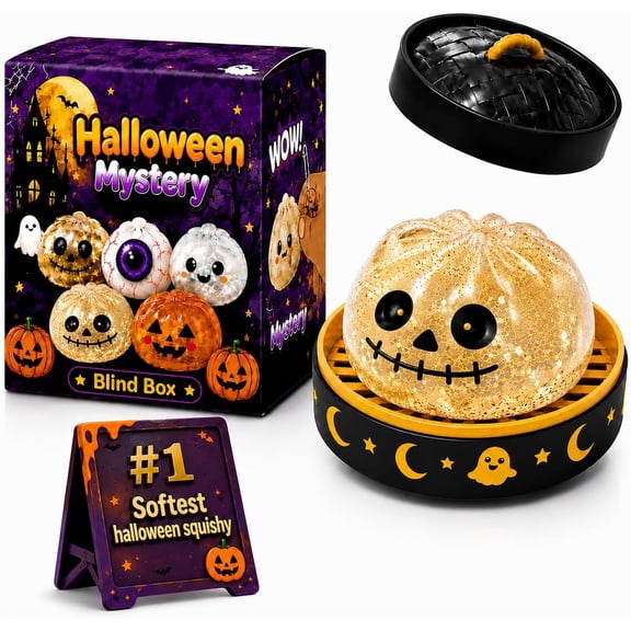 Halloween Ghost Dumpling Squishy, Cute Bao Dumplings Slow Rising Stress Ball Squeeze Stress Relief Fidget Sensory for Anxiety Stress Party Favors Holiday & Birthday Gifts (Style 5)