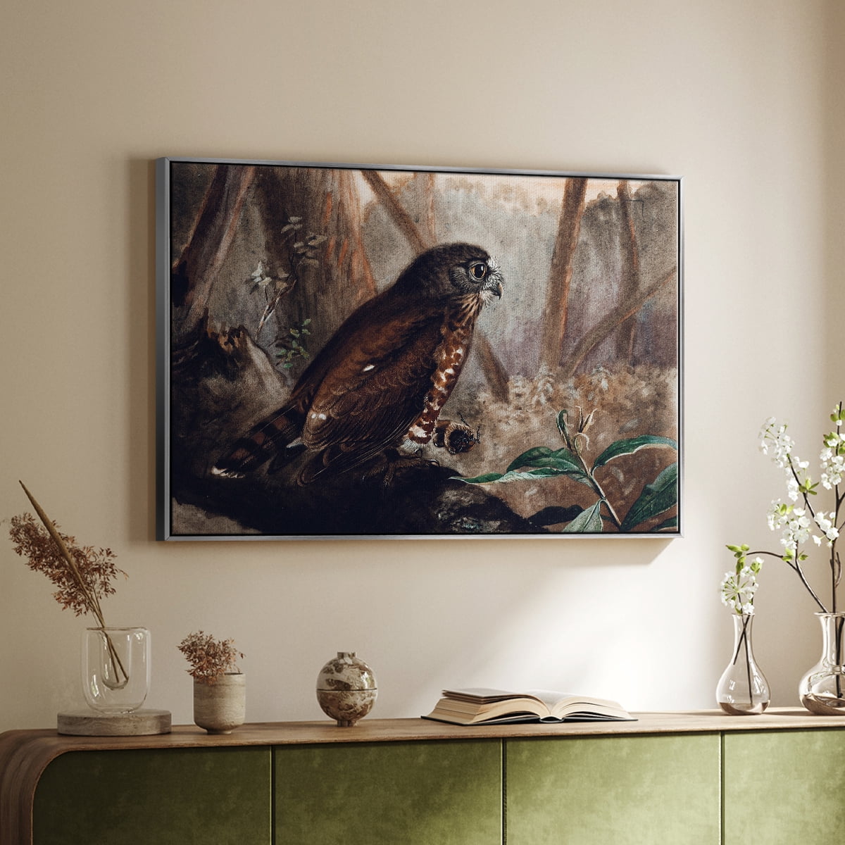 Vintage Animal Print-XVII By Wexford Home Framed in Silver Wood Gallery Wrapped Canvas 27 in. x 41 in.
