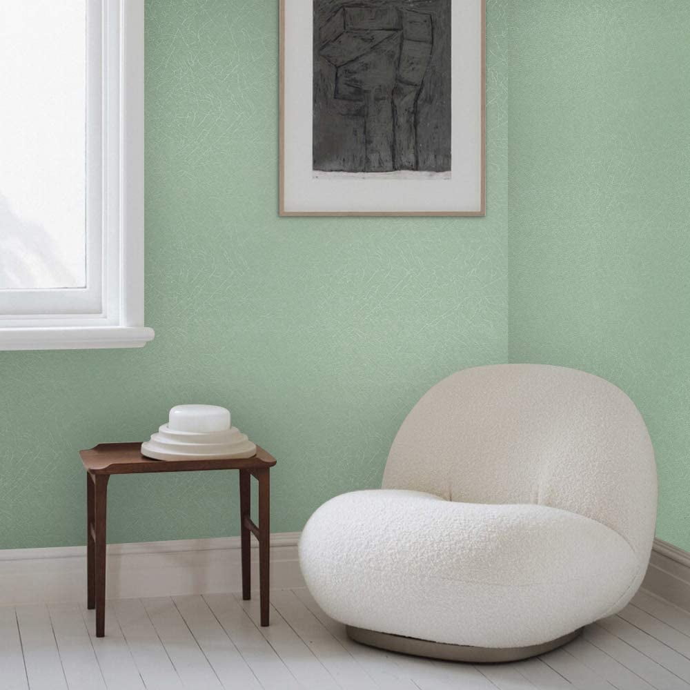 UMIGGEE Green Silk Wallpaper 15.74" x 118" Peel and Stick Wallpaper Self Adhesive Wallpaper Removable Wallpaper Vinyl Furniture Countertop Shelf Paper Texture