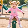 thumbnail image 2 of Aideaone Girls Outfit Fall 2 Pcs Clothes Sets Long Sleeve Ruffle Hem Shirt Floral Pants for Kids Size 3-8, 2 of 6